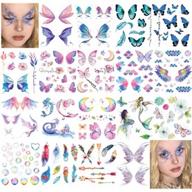 Rosymormor 18 Feuilles Tatouages Ephemere Paillettes pour Femmes Filles