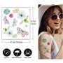 Rosymormor 18 Feuilles Tatouages Ephemere Paillettes pour Femmes Filles, Papillon Fleurs Visage Corps Brillant Faux Temporaire T