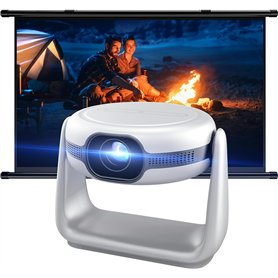 EUARY Projecteur d'extérieur sans fil 4 K - Mise au point automatique / correction trapézoïdale - Vidéoprojecteur 4K Home Cinéma