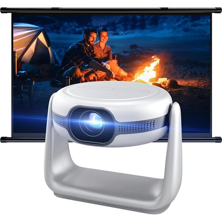 EUARY Projecteur d'extérieur sans fil 4 K - Mise au point automatique / correction trapézoïdale - Vidéoprojecteur 4K Home Cinéma