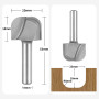 SpeTool Fraise Bol et Plateau de Fraise Defonceuse 8mm Fraise CNC Diamètre de coupe de 25mm Fraise à Rainure Ronde Outils à Bois