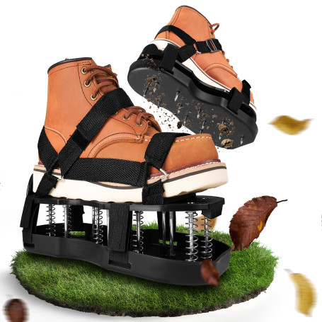 Chaussures Cloutées Aérateur de Gazon - Pointes Acier & Système à Ressort - Aérateur Pelouse avec Velcro Réglable - Idéal pour A