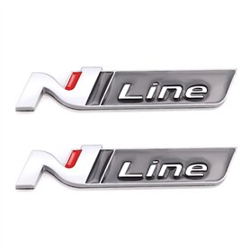 Lot de 2 autocollants N Line pour décoration de voiture (argenté/noir)