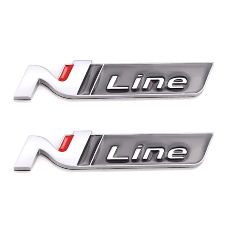 Lot de 2 autocollants N Line pour décoration de voiture (argenté/noir)