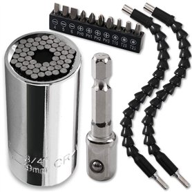 Cozihom Clé à douille universelle 1/4 ''-3/4'' (7-19 mm) avec adaptateur de perceuse électrique pour clé à cliquet