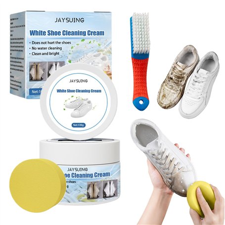 Nettoyant pour baskets - Blanc - Multifonction - Crème de nettoyage avec éponge - Crème de nettoyage pour chaussures blanches -