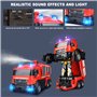 Camion de pompiers,Voiture robot transformable,Jouet de sauvetage télécommandé pour enfants de 4 à 12 ans,Jouet camion de pompie