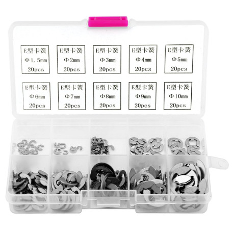 200pcs Bague de Retenue pour Bague E-clip en Acier Inoxydable 304