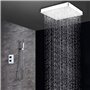 Pomme de Douche Lumineuse Led 7 Couleurs Changeantes Pluie Carré Douchette Salle de Bain en Acier Chromé 20x20cm