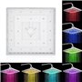 Pomme de Douche Lumineuse Led 7 Couleurs Changeantes Pluie Carré Douchette Salle de Bain en Acier Chromé 20x20cm