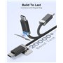 Magtame Staycable Câble USB vers USB C avec support magnétique, 5 FT/1,5 m USB A vers type C, charge rapide et gestion des câble