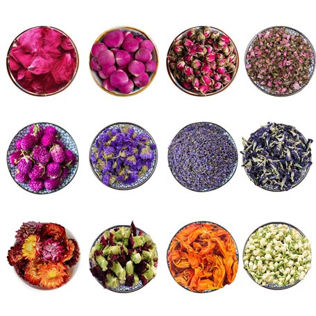CoolCrafts 12 Sac Fleurs Séchées Naturelles Fleur Séchées pour Bougie Savon