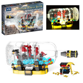 Bateau Pirate en Bouteille avec lumière LED Jeux de Construction pour Adultes