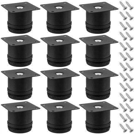 PINGEUI NGOSUET Lot de 12 pieds de meubles réglables en hauteur - 5 cm - En acier inoxydable - Avec vis - Pour armoires