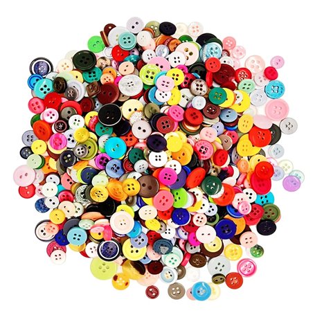 Lot de 2000 boutons colorés en plastique pour enfants - Différentes tailles et couleurs - Boutons en résine - Boutons colorés po