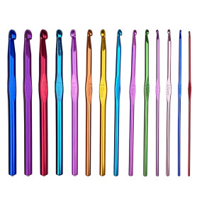 14 Pièces Crochets en Aluminium Tricot Outils Multicolore