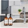Lot de 2 distributeurs de savon en verre ambré, distributeur de savon rechargeable en verre avec pompe en acier inoxydable, cont