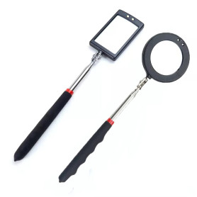 2pcs Miroir d'inspection télescopique Miroir d'inspection télescopique avec éclairage LED à Piles Télescopique jusqu'à 88 cm