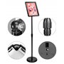 QWORK® DIN A4 Porte-Affiche en Aluminium - Cadre Clic-Clac Rotatif à 360° - Coin Sûr - Hauteur Réglable 75~120cm (Noir, A4)