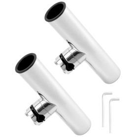 QWORK® 2 Pièces Porte de Canne à Pêche - Rotatifs à 360° - Acier Inoxydable 304 - Serrage sur Rails 19~25 mm - pour la Pêche sur