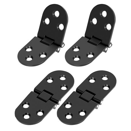 QWORK® Lot de 4 Charnières Pliantes Noires à 180 Degrés - Alliage de Zinc Antirouille Noir - pour Tables Pliantes