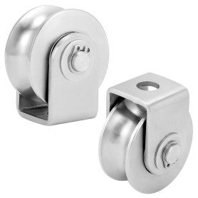 QWORK® 2 Poulies de renvoi en acier inoxydable avec support à souder