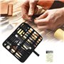 QWORK® 52 Pièces Kit de Couture en Cuir, Kit d'outils en Cuir avec 10 Couleurs Fil Ciré, Outils de Poinçonnage à Griffes, Aiguil