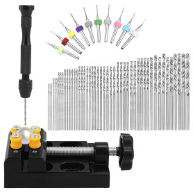 QWORK® 60 pièces Ensemble d'étaux pour perceuse à main - 48 forets hélicoïdaux (0