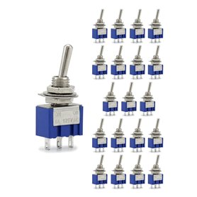 QWORK 20Pcs SPST Mini Interrupteur à Bascule AC 125V 6A ON-ON 3 Broches 2 Position pour Arduino Bateau Véhicule (MTS102)