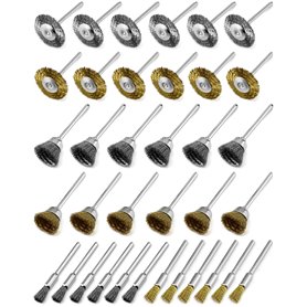 QWORK® 36 Pcs Brosse Metallique pour Perceuse Meuleuse Outils Rotatifs