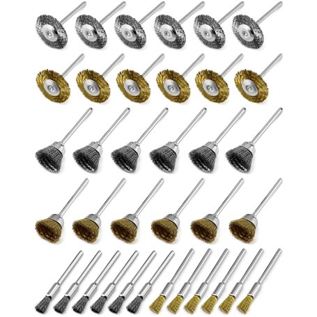 QWORK® 36 Pcs Brosse Metallique pour Perceuse Meuleuse Outils Rotatifs