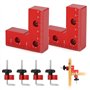 QWORK® Lot de 2 angles de positionnement à 90 degrés, pince d'angle en aluminium de 60 mm, pince de cadre pour connexions d'angl