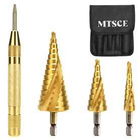 MTSCE 4PCS HSS Foret Etage avec Poinçon de Centre Automatique