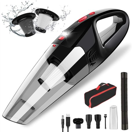 AOKBON Aspirateur à Main sans Fil Rechargeable Aspirateur Puissant Portable 120W 8500Pa avec Filtre HEPA Lampe LED pour Maison B