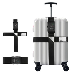 AWAMRWA Sangle de valise - Avec serrure TSA - Avec code numérique à 3 chiffres - Avec étiquette nominative - Sangle de valise -