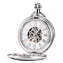 TREEWETO Montre de Poche Unisexe avec chaîne analogique - Remontage Manuel - Antique - Mécanisme Apparent - Chiffres Romains - A
