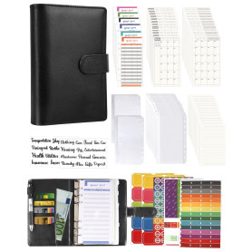 Lot de 89 classeurs à anneaux A6 - En cuir - 6 trous - Pour ordinateur portable - Avec carte budgétaire