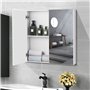 COSTWAY Armoire Murale Salle de Bain avec 2 Miroirs, Placard de Rangement Murale avec 2 Portes, 62 x 11 x 65 cm, Blanc