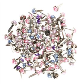 AKAMAS Lot de 50 Attaches parisiennes en métal avec Perles pour Scrapbooking