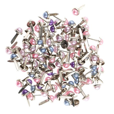 AKAMAS Lot de 50 Attaches parisiennes en métal avec Perles pour Scrapbooking