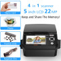 Scanner de film et de photo avec écran LCD de 5", scanner diapositive et négatif convertit les négatifs et diapositives 135/110,