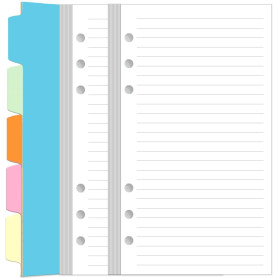 Lot de 2 recharges de papier ligné A6 pour classeur personnel Filofax – 160 feuilles/320 pages de papier avec 5 intercalaires co