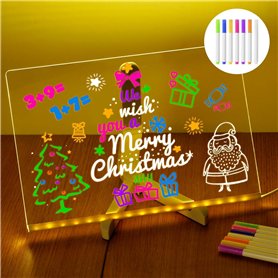 Tableau à message LED amélioré 2025 avec 7 stylos de couleur en acrylique trempé