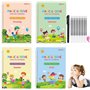 Lot de 4 cahiers d'entraînement magique pour enfants de 3, 4, 5 et 6 ans (25,4 x 18,5 cm avec stylo).