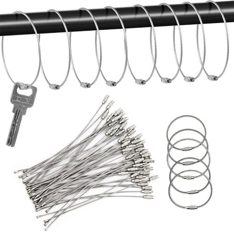 JOYOLA 50 Pièces Porte-clés en Fil Acier Inoxydable de 15cm