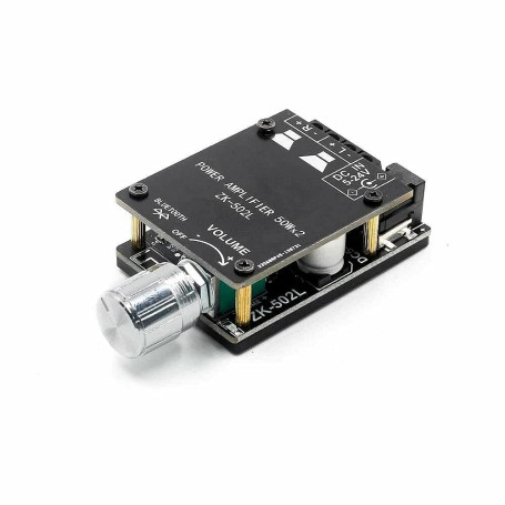 Fasizi 2 x 50 W TPA3116 Bluetooth 5.0 Mini amplificateur de puissance numérique avec interrupteur et volume réglable avec coque