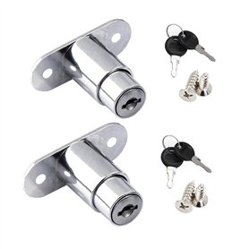 Serrure de porte coulissante - Serrure à cylindre - Fermeture à pression pour tiroir - Avec jeu de clés pour armoires de classem