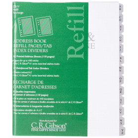 C.R. Gibson Carnet d'adresses recharge pages avec Tab index Intercalaires (Z211)