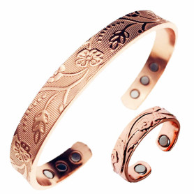 LORNREIN-Bague magnétique en cuivre pur et bracelet taille réglable pour femme