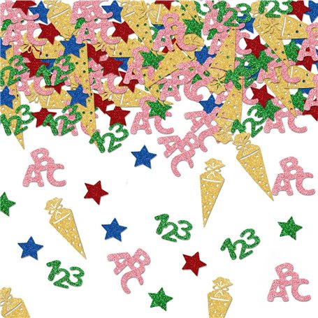 Lot de 100 Confettis Brillants Multicolores - Décoration de Rentrée Scolaire - Décoration de Table pour La Rentrée Scolaire - Po